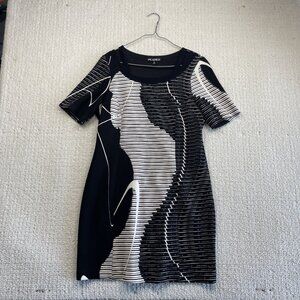 Picadilly Artsy Abstract Graphic Dress Bodycon Wom Sz M Canada made Artsy Chic